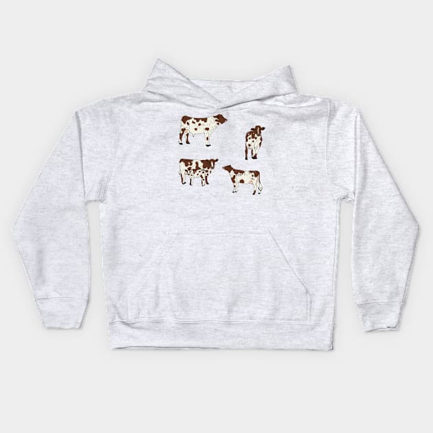 Ayrshire Cows Pattern Transparent Kids Hoodie by TrapperWeasel